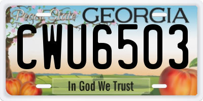 GA license plate CWU6503