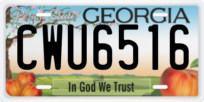 GA license plate CWU6516