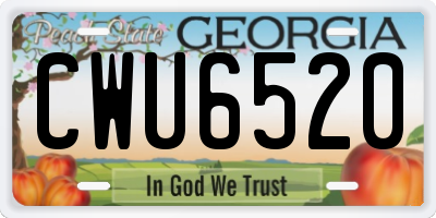 GA license plate CWU6520