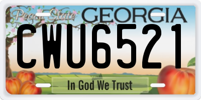 GA license plate CWU6521
