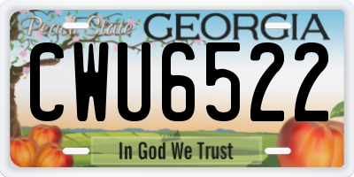 GA license plate CWU6522