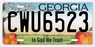 GA license plate CWU6523