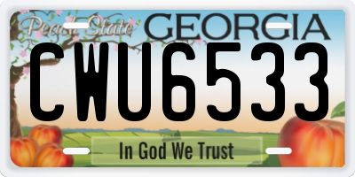 GA license plate CWU6533