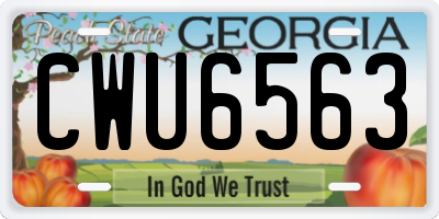 GA license plate CWU6563