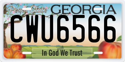 GA license plate CWU6566