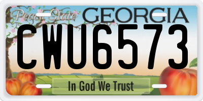 GA license plate CWU6573