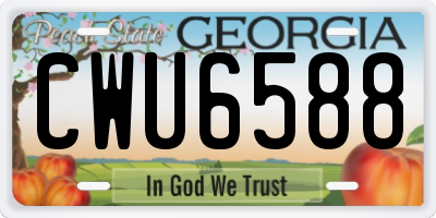 GA license plate CWU6588