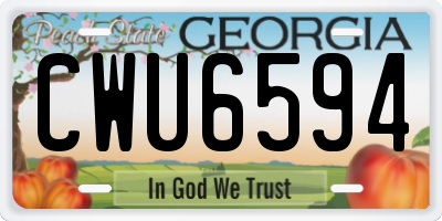 GA license plate CWU6594