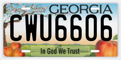 GA license plate CWU6606