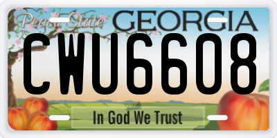 GA license plate CWU6608