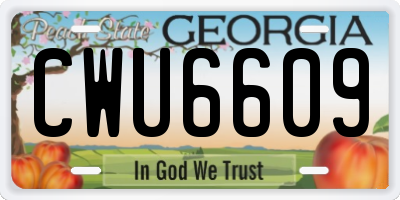 GA license plate CWU6609
