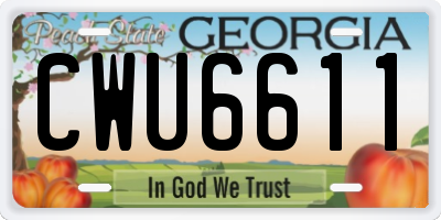 GA license plate CWU6611
