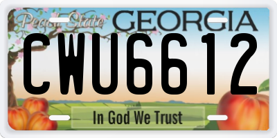 GA license plate CWU6612