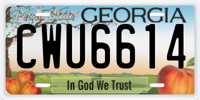 GA license plate CWU6614
