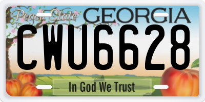 GA license plate CWU6628