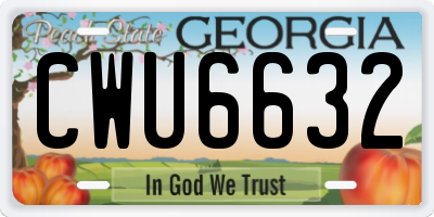 GA license plate CWU6632