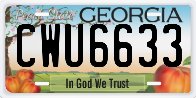 GA license plate CWU6633