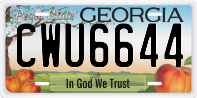 GA license plate CWU6644