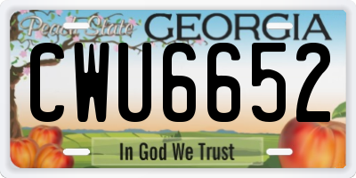 GA license plate CWU6652