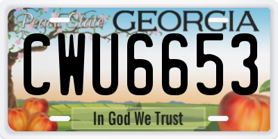 GA license plate CWU6653
