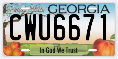 GA license plate CWU6671