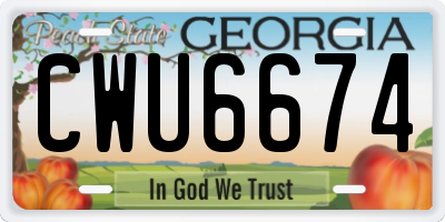 GA license plate CWU6674