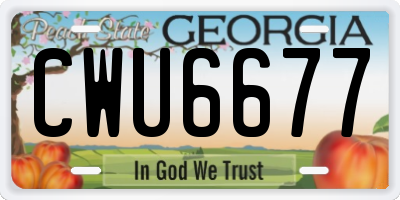 GA license plate CWU6677