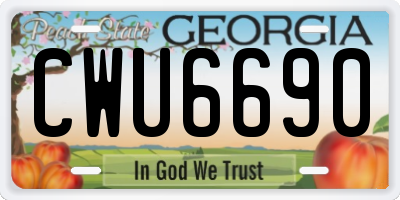 GA license plate CWU6690