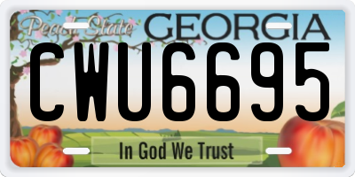 GA license plate CWU6695