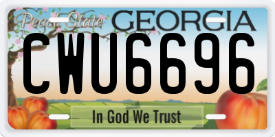 GA license plate CWU6696