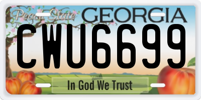 GA license plate CWU6699