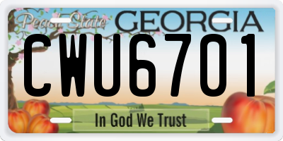 GA license plate CWU6701