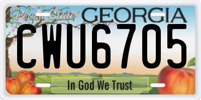 GA license plate CWU6705
