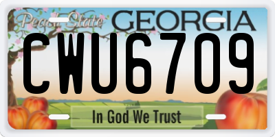 GA license plate CWU6709