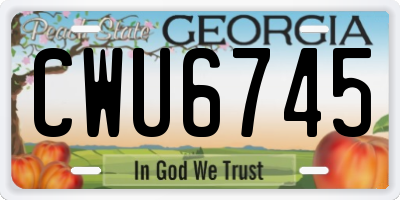 GA license plate CWU6745