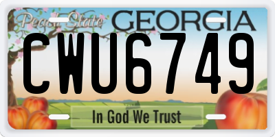 GA license plate CWU6749