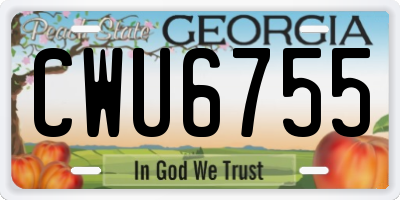 GA license plate CWU6755
