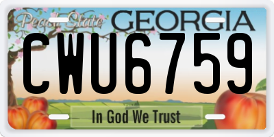 GA license plate CWU6759