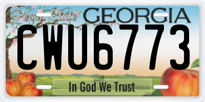 GA license plate CWU6773