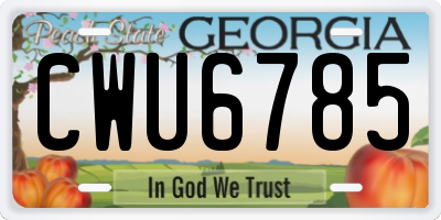GA license plate CWU6785