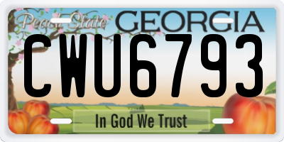 GA license plate CWU6793