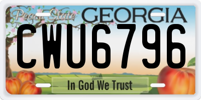 GA license plate CWU6796