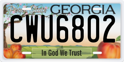 GA license plate CWU6802