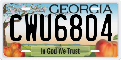 GA license plate CWU6804