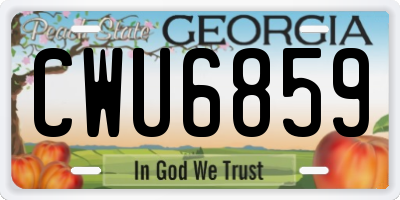 GA license plate CWU6859