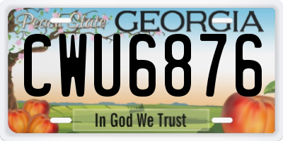 GA license plate CWU6876