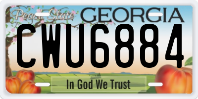 GA license plate CWU6884