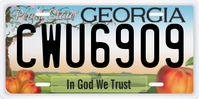 GA license plate CWU6909