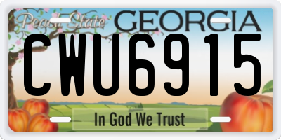 GA license plate CWU6915
