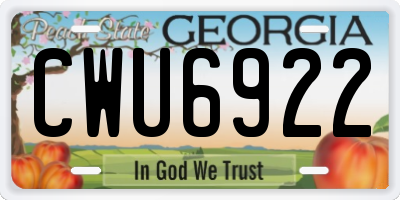 GA license plate CWU6922